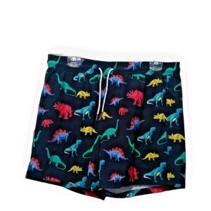 Brisira Men's Dinosaur Print Swim Trunks with Compression Liner Tag 2XL - Fits L